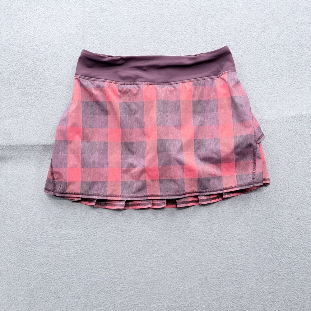 Lululemon Skort Womens 6 Pink Plaid Ruffle Tiered Athletic Running Tennis